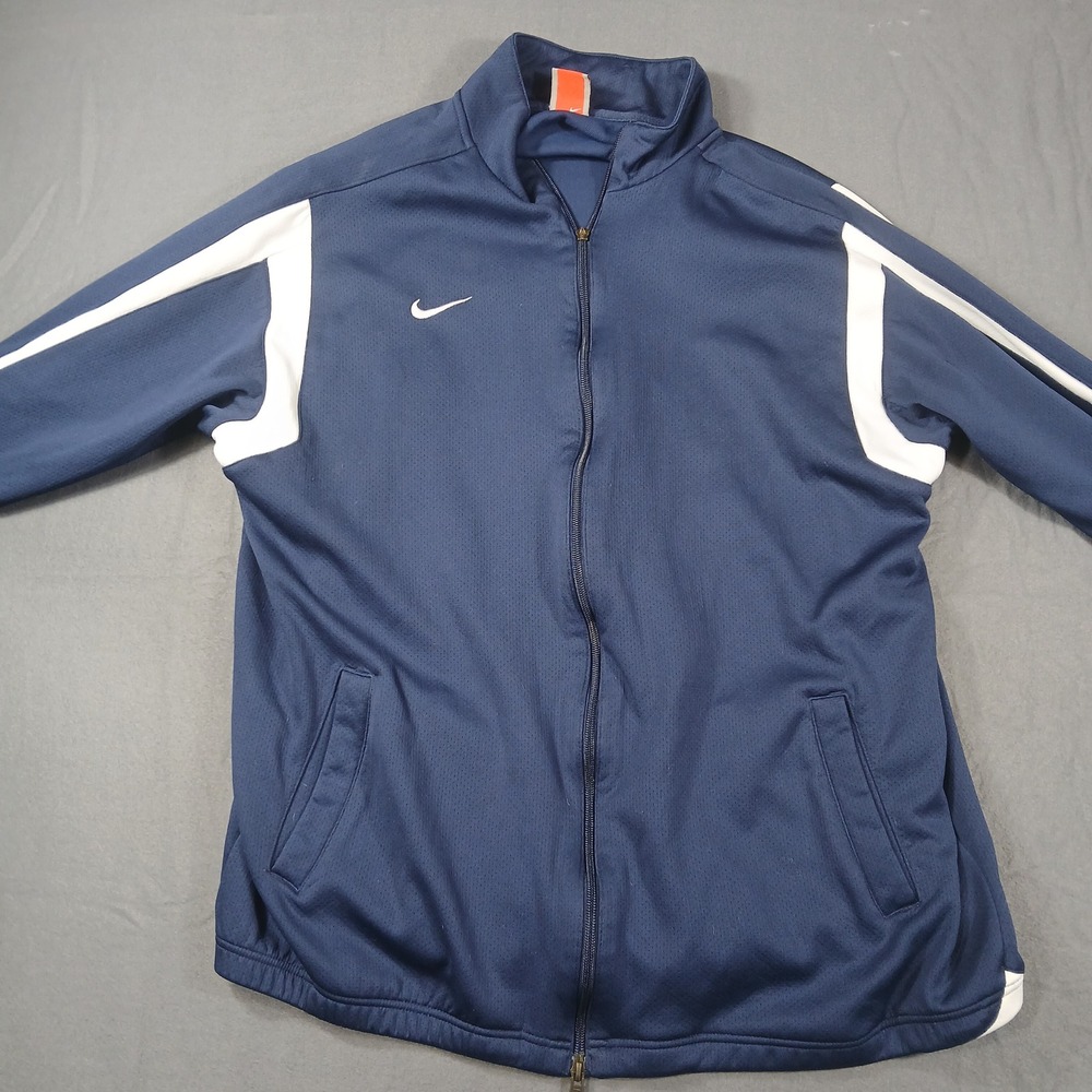 Nike Track Jacket Mens XXLT Navy Blue White Full Zip‎ Nike Fit Dry 244773